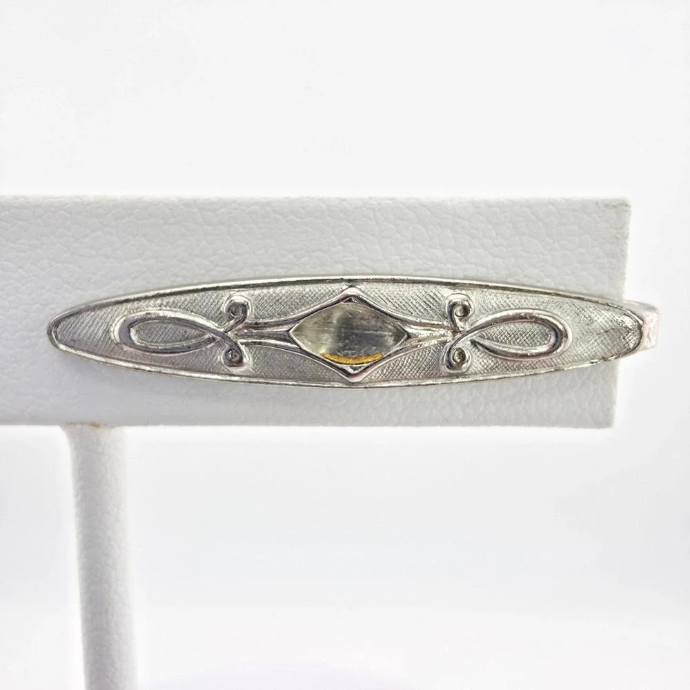 Vintage Tie Clip Tie Clip Tie Clasp Scrollwork Art Deco Textured Silver Tone